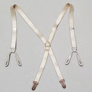 Vintage 1960s Hickok Shiny Pearl Stretchy Button Tab Silver Hardware Suspenders